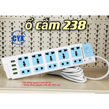 Ổ Cắm Điện CYX 218U/228U/238U 2.500W, tích hợp USB, nhiều lỗ cắm, giá 129.000₫