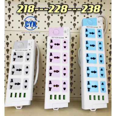 Ổ Cắm Điện CYX 218U/228U/238U 2.500W, tích hợp USB, nhiều lỗ cắm, giá 129.000₫