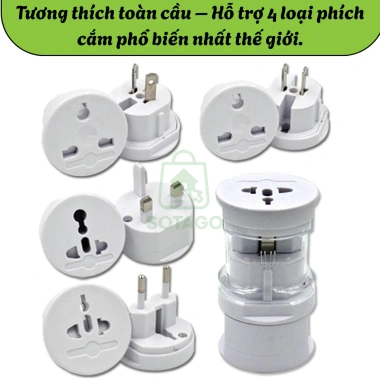 Ổ cắm điện du lịch đa năng – Adapter chuyển đổi phích cắm quốc tế toàn cầu, chỉ 109.000₫