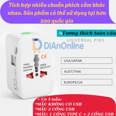 Ổ Cắm Du Lịch 4 Trong 1 có USB, Adapter 200+ Quốc Gia - Giá ưu đãi 149.000đ 6