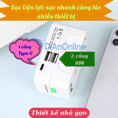 Ổ Cắm Du Lịch 4 Trong 1 có USB, Adapter 200+ Quốc Gia - Giá ưu đãi 149.000đ 7