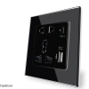 Ổ cắm pha lê thủy tinh USB 2.100mA 13A bảng điều chỉnh tường, giao diện VN, an toàn, tiết kiệm năng lượng 5