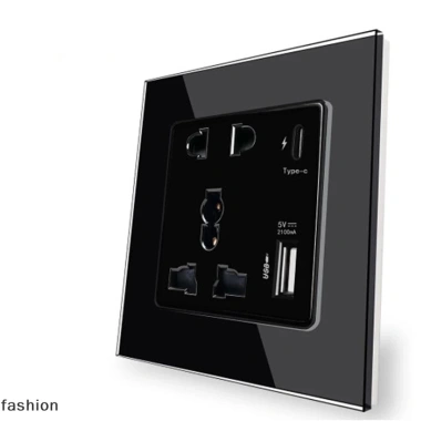 Ổ cắm pha lê thủy tinh USB 2.100mA 13A bảng điều chỉnh tường, giao diện VN, an toàn, tiết kiệm năng lượng