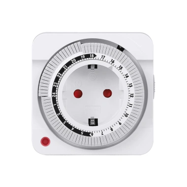 Ổ cắm thời gian cơ tiêu chuẩn EU CE/GS – Chu kỳ 24h, đặt trước, tắt nguồn tự động – Giá ưu đãi 256.716₫