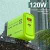 Ổ cắm tường USB 120W PD có cáp - Sạc nhanh 2 trong 1, đa năng, xanh thời trang, EU/US, du lịch 3