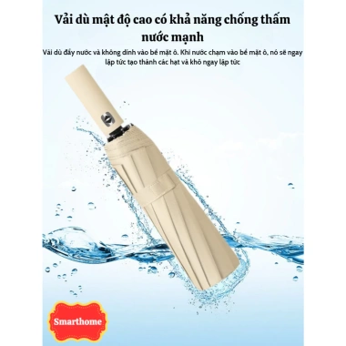 Ô che mưa KAW 24 nan gấp gọn, chắc chắn, chịu gió bão, chống thấm nước, UV, tán rộng 8