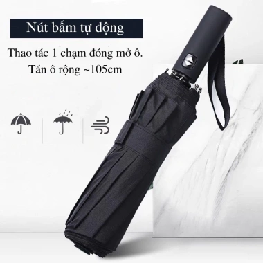 Ô che mưa siêu to 116cm tự động gấp gọn 10 nan - che 2-3 người, giá chỉ 100k 3
