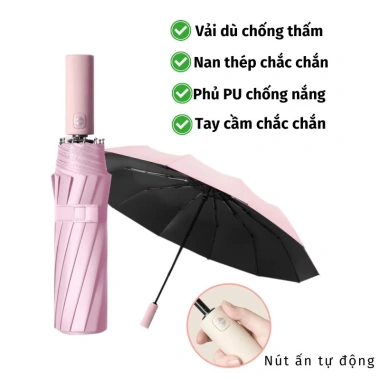 Ô Che Nắng Dù Che Mưa Gấp Gọn 10 Nan Tự Động - Đóng Mở Nhanh, Giá 39k