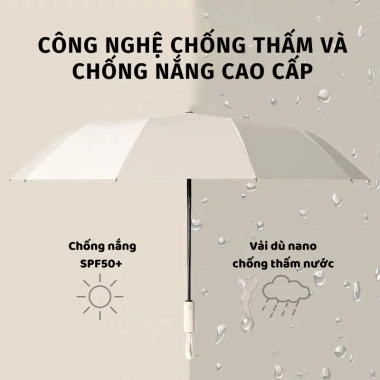 Ô Che Nắng Dù Che Mưa Gấp Gọn 10 Nan Tự Động - Đóng Mở Nhanh, Giá 39k