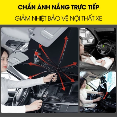 Ô Che Nắng Ô Tô Kính Lái Phủ Bạc Cao Cấp - Chống Nắng, UV Hiệu Quả, Logo Xe - 110k