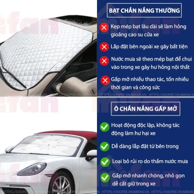Ô Che Nắng Ô Tô Kính Lái Phủ Bạc Cao Cấp - Chống Nắng, UV Hiệu Quả, Logo Xe - 110k