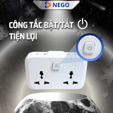 Ổ chia điện đa năng NEGO 4.000W OD51 - 2 chấu xoay 90 độ, chống cháy, an toàn, giá chỉ 129.000
