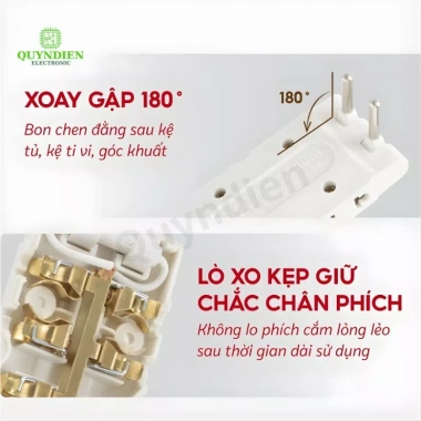 Ổ Chia Điện Thông Minh Q3T Q5T Chống Tuột Phích Xoay 180 độ Nhiều Lỗ Cắm Linh Kiện Quỳnh Diễn 2