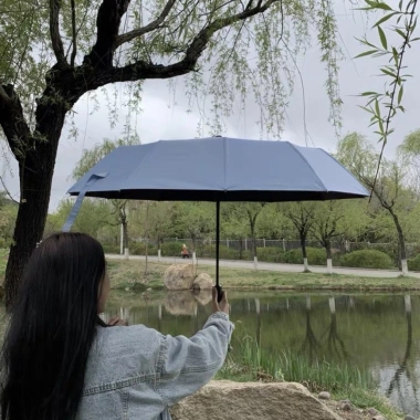 Ô Dù Che Mưa Đi Nắng Cao Cấp Tự Động Gấp Gọn, Chống UV, Vải Dù Không Nhăn - 125k