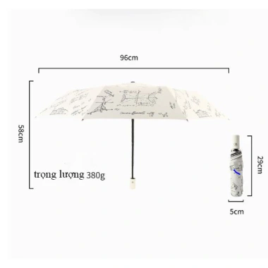 Ô Dù Che Mưa Nắng Cao Cấp - Chống UV, Họa Tiết Toán Học Độc Đáo, Giá 115.000 VND 7