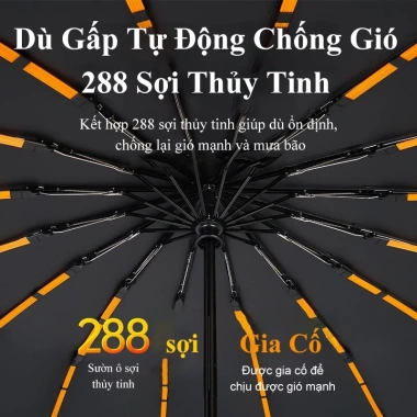 Ô dù gập gọn tự động ININ – Thiết kế sang trọng, che mưa nắng, chống UV, tùy chọn 12 hoặc 16 nan, giá 189.000 VND 4