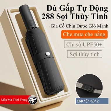 Ô dù gập gọn tự động ININ – Thiết kế sang trọng, che mưa nắng, chống UV, tùy chọn 12 hoặc 16 nan, giá 189.000 VND 8