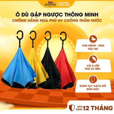 Ô Dù Gập Ngược Thông Minh 2 Lớp Vải UV Chống Thấm, Gấp Gọn Tiện Dụng, Dễ Lắp Đặt, cho mọi không gian nội thất - Giá Ưu Đãi 189.000₫