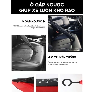 Ô Dù Gập Ngược Thông Minh 2 Lớp Vải UV Chống Thấm, Gấp Gọn Tiện Dụng, Dễ Lắp Đặt, cho mọi không gian nội thất - Giá Ưu Đãi 189.000₫