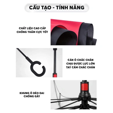 Ô Dù Gập Ngược Thông Minh 2 Lớp Vải UV Chống Thấm, Gấp Gọn Tiện Dụng, Dễ Lắp Đặt, cho mọi không gian nội thất - Giá Ưu Đãi 189.000₫