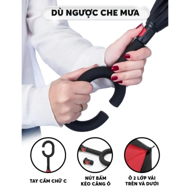 Ô Dù Gập Ngược Thông Minh 2 Lớp Vải UV Chống Thấm, Gấp Gọn Tiện Dụng, Dễ Lắp Đặt, cho mọi không gian nội thất - Giá Ưu Đãi 189.000₫