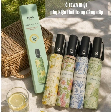 Ô Dù Hoa TEWA Gấp Gọn Tự Động 2 Chiều 24 Nan Che Mưa Nắng Chống UV 105cm kích thước lớn - Khuyến mãi Độ bền cao đảm bảo Giá 270.000đ