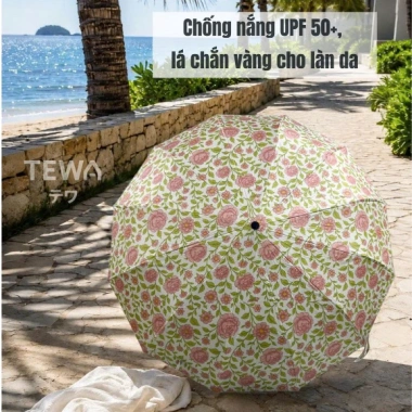 Ô Dù Hoa TEWA Gấp Gọn Tự Động 2 Chiều 24 Nan Che Mưa Nắng Chống UV 105cm kích thước lớn - Khuyến mãi Độ bền cao đảm bảo Giá 270.000đ