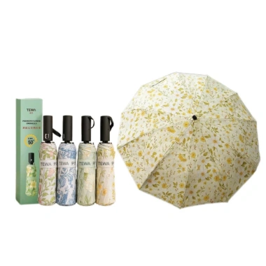 Ô Dù Hoa TEWA Gấp Gọn Tự Động 2 Chiều 24 Nan Che Mưa Nắng Chống UV 105cm kích thước lớn - Khuyến mãi Độ bền cao đảm bảo Giá 270.000đ