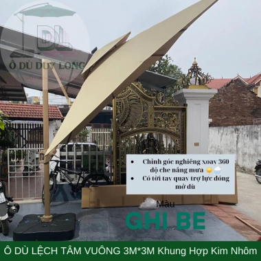 Ô Dù Lệch Tâm Vuông 3m*3m Khung Nhôm Chỉnh Góc Nghiêng Che Nắng, Giá 2.95 Triệu