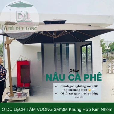 Ô Dù Lệch Tâm Vuông 3m*3m Khung Nhôm Chỉnh Góc Nghiêng Che Nắng, Giá 2.95 Triệu