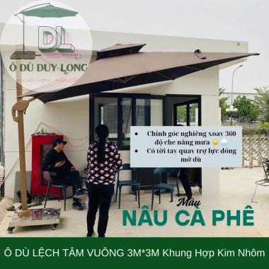 Ô Dù Lệch Tâm Vuông 3m*3m Khung Nhôm Chỉnh Góc Nghiêng Che Nắng, Giá 2.95 Triệu