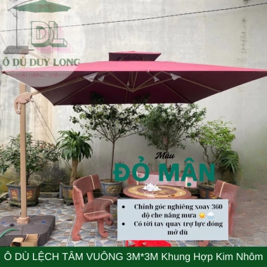 Ô Dù Lệch Tâm Vuông 3m*3m Khung Nhôm Chỉnh Góc Nghiêng Che Nắng, Giá 2.95 Triệu