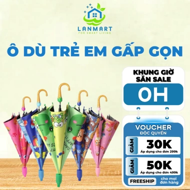 Ô Dù Trẻ Em Gấp Gọn Nhiều Mẫu Hoạt Hình Ngộ Nghĩnh - Che Mưa Che Nắng, Giá Chỉ 89.000₫