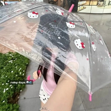 Ô Dù Trong Suốt Hello Kitty Dễ Thương – Gấp Gọn, Chụp Ảnh Mưa Giá 100k