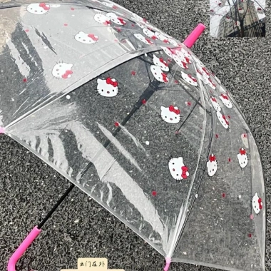 Ô Dù Trong Suốt Hello Kitty Dễ Thương – Gấp Gọn, Chụp Ảnh Mưa Giá 100k