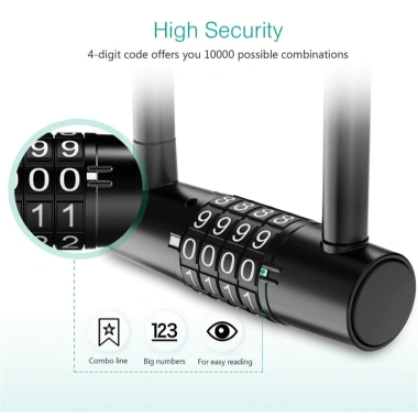Ổ Khoá Chữ U Mật Khẩu 4 Số Gọng Dài Nhỏ Gọn Thép Chống Trộm Khóa Xe Máy, Xe Đạp - 145.000₫ 2