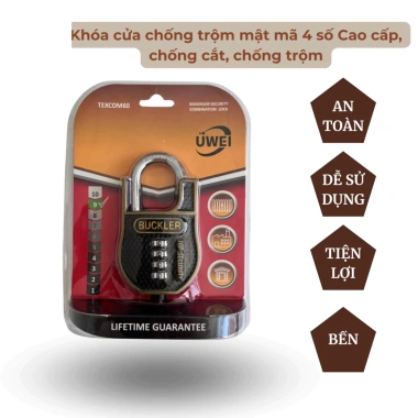 Ổ khóa mật mã 4 số Blucker cao cấp - Chống cắt, chống nước, an toàn cho nhà cửa, nhà kho - 86.000₫ 7 Ổ khóa mật mã 4 số Blucker cao cấp - Chống cắt, chống nước, an toàn cho nhà cửa, nhà kho - 86.000₫ 7