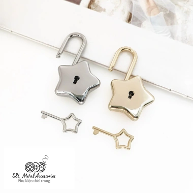 Ổ khóa ngôi sao cao cấp A110 hiện đại, kèm chìa khóa cho túi xách, vali giá 28.999đ