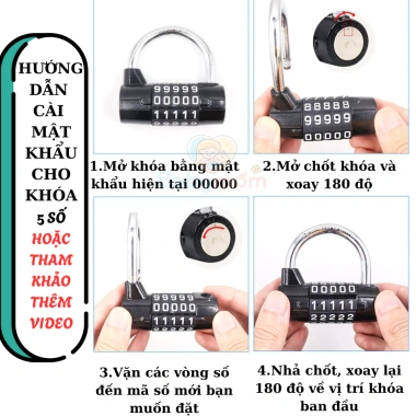 Ổ khóa số 5 số, mật mã an toàn hình chữ U - Khóa xe, tủ, vali, cửa - 139.000₫ 7