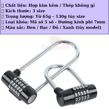 Ổ khóa số 5 số, mật mã an toàn hình chữ U - Khóa xe, tủ, vali, cửa - 139.000₫ 8