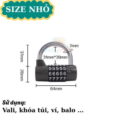 Ổ khóa số 5 số, mật mã an toàn hình chữ U - Khóa xe, tủ, vali, cửa - 139.000₫ 10