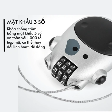 Ổ khóa thép chống trộm 3 số xe đạp, nón, vali, mũ bảo hiểm thời trang 99.000₫ 6