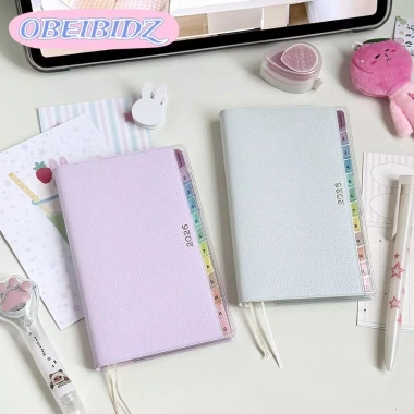 OBEIBIDZ Planner 2.026 - Sách chương trình nghị sự 220 trang Da PU pastel, chỉ mục màu, DIY Notepad, giảm giá 88.776₫