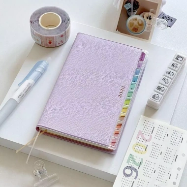 OBEIBIDZ Planner 2.026 - Sách chương trình nghị sự 220 trang Da PU pastel, chỉ mục màu, DIY Notepad, giảm giá 88.776₫