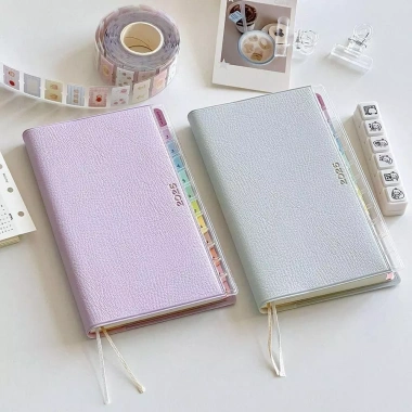 OBEIBIDZ Planner 2.026 - Sách chương trình nghị sự 220 trang Da PU pastel, chỉ mục màu, DIY Notepad, giảm giá 88.776₫