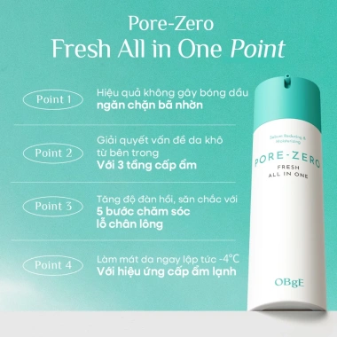 OBgE chính hãng - Set chăm sóc da 5 phút Pore-zero Fresh + Sun Stick chống nắng 786k 3