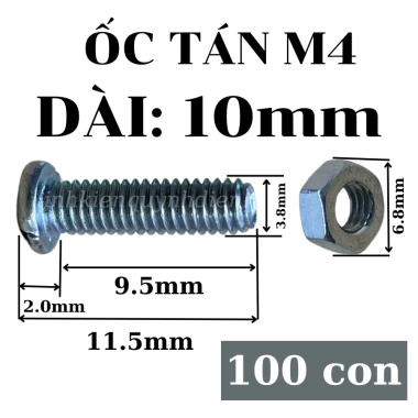 Ốc Tán M4 Đầu Tròn Ren Mịn 100 con kèm Tán Eku - Giá 14.000đ | Quỳnh Diễn 3