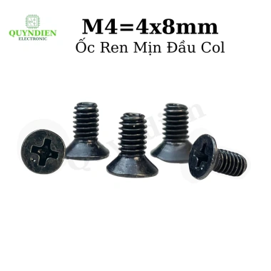 Ốc vít đầu COL M4 REN mịn 4mm dài 8mm - Túi 500 con, giá chỉ 152.100₫ - Linh Kiện điện tử QUỲNH DIỄN
