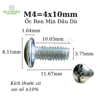 Ốc vít đầu dù ren mịn M4 4x10mm trắng - vỏ nhựa, phù hợp cho sò, MOSFET, transistor - Giá chỉ 19.740đ - Quỳnh Diễn 2