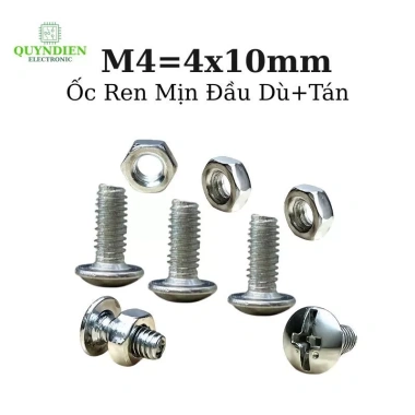 Ốc Vít M4 4x10mm Đầu Dù Trắng kèm Tán Ren Mịn - Linh Kiện Quỳnh Diễn Giá ưu đãi 24.024 VND